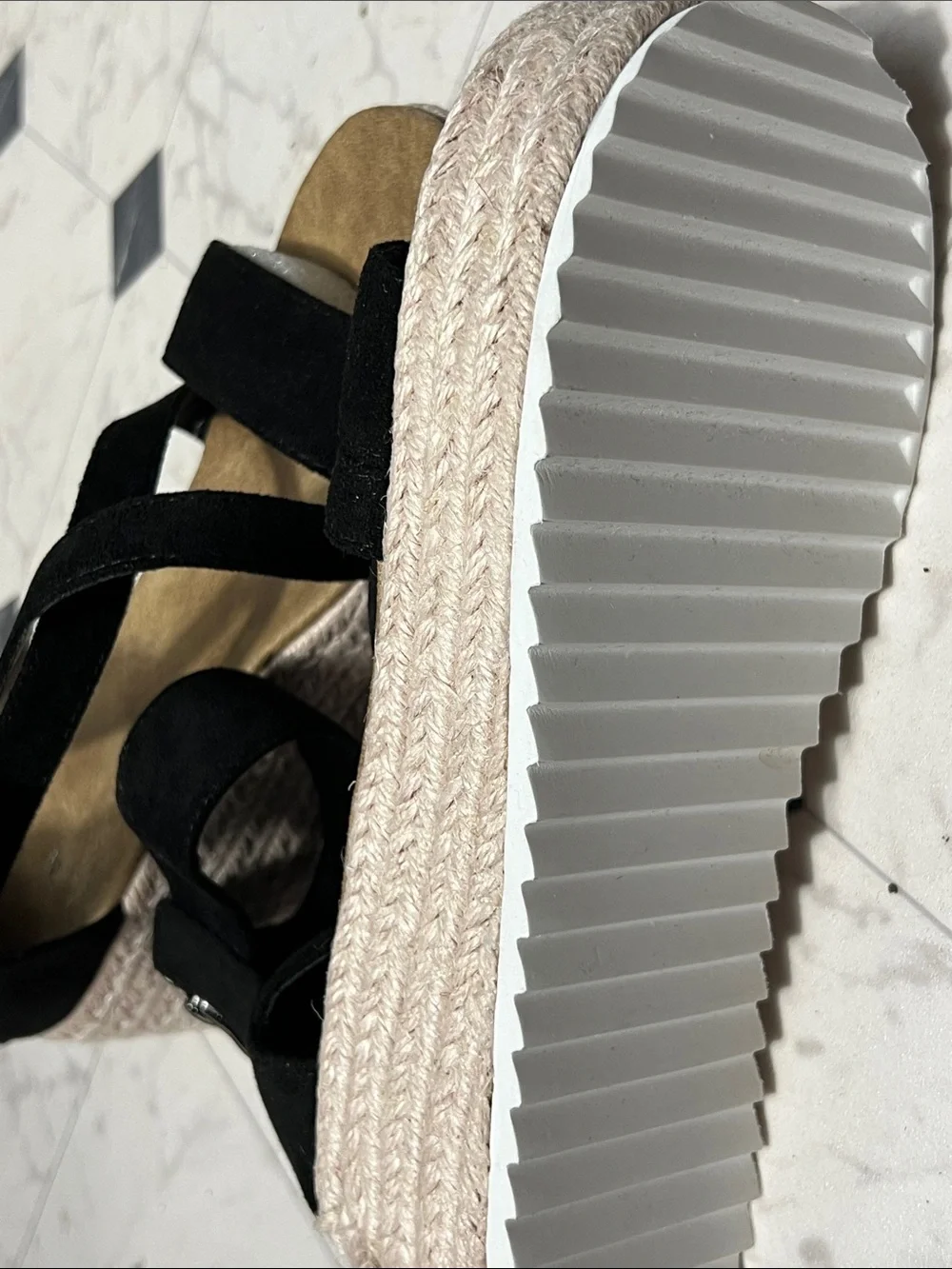 Women's Black Suede Wrap-Strap Sandals